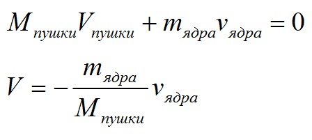 Пример действия закона сохранения импульса